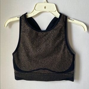 Victoria Secret  Size XL Sparkly Black and Gold Sports Bra  Unpadded